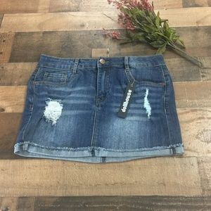 NWT Dollhouse Distressed Denim Mini-Skirt Sz. 9